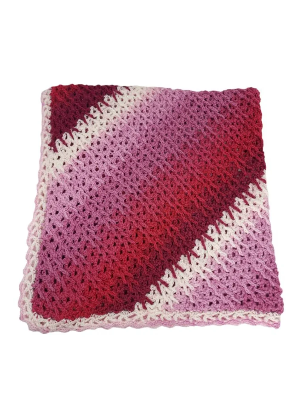 Jacobs Ladder Afghan Crochet Throw Blanket 36 X36